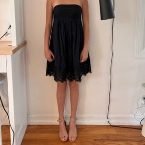 Catherine Maladrino Strapless Eyelet Dress